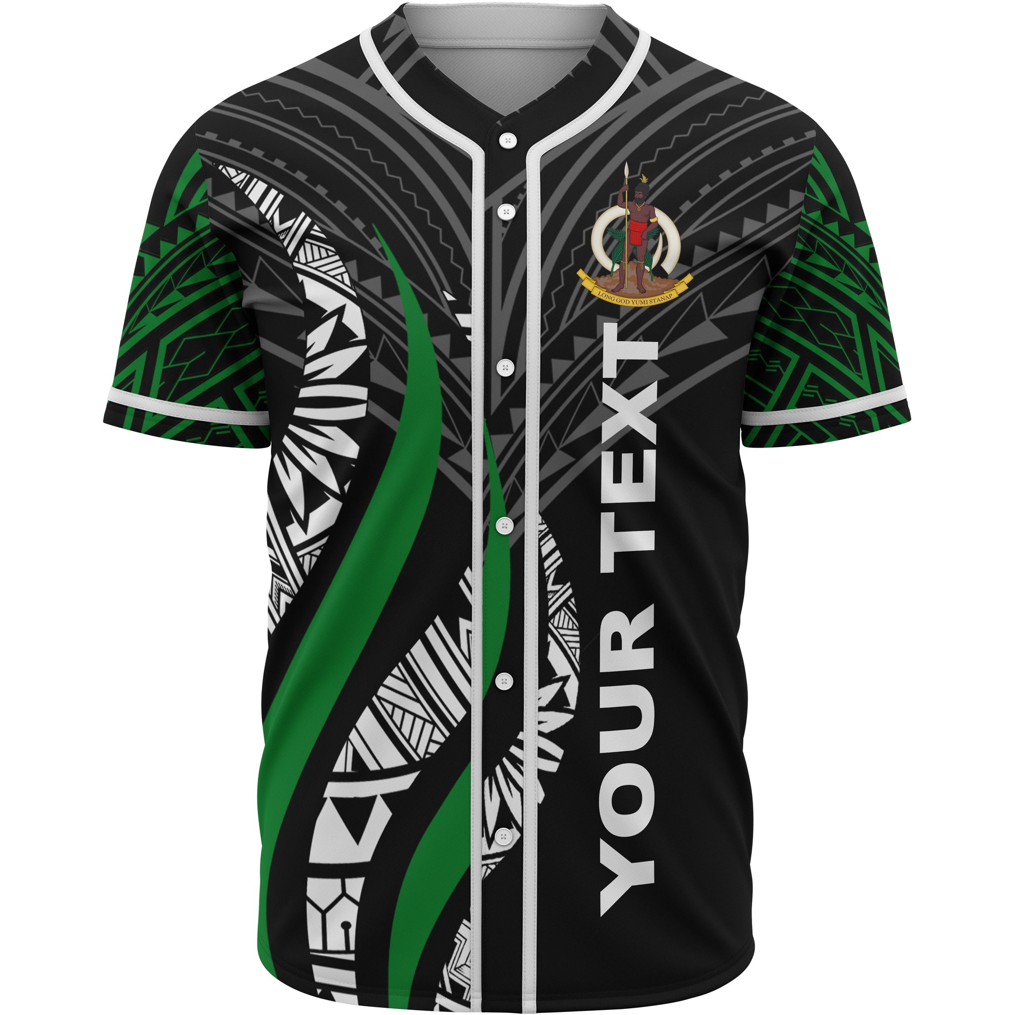 Vanuatu Polynesian Custom Personalised Baseball Shirt - Vanuatu Strong Fire Pattern Unisex Black - Polynesian Pride