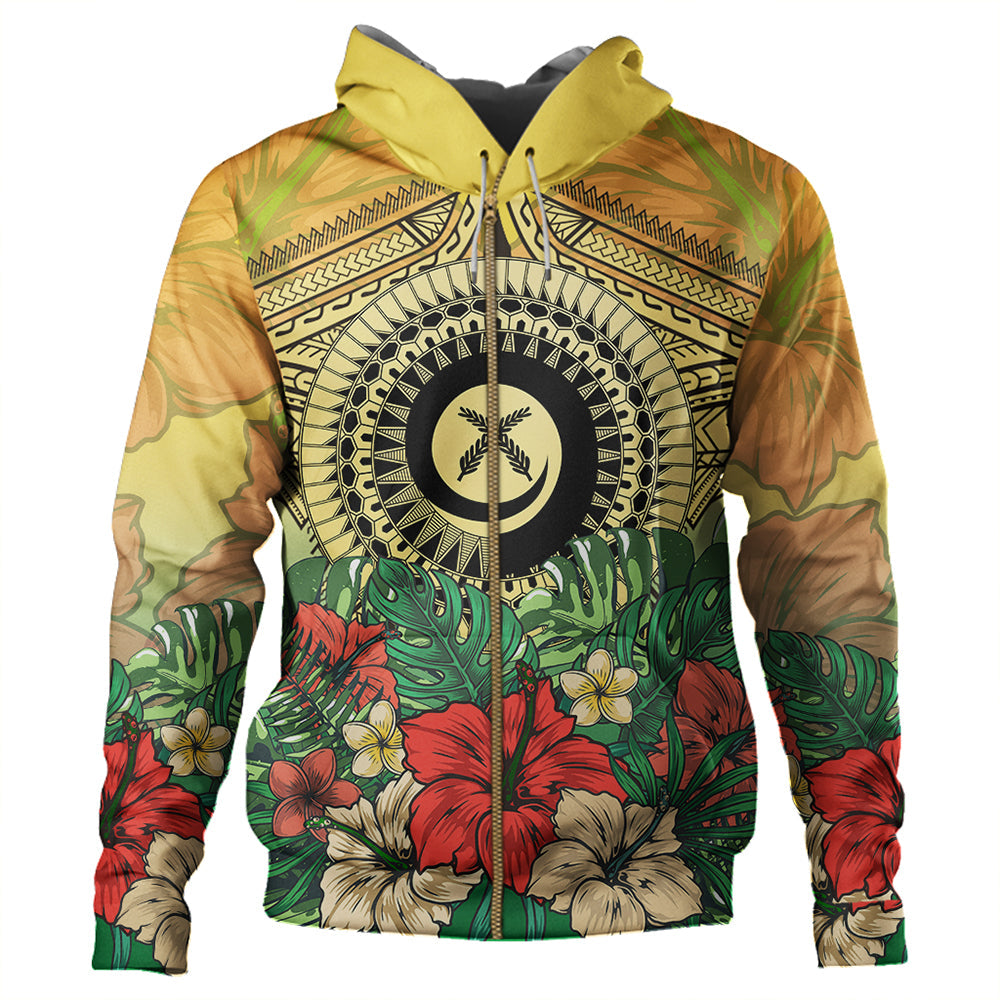 Vanuatu Polynesian Hibiscus Zip Hoodie LT10 - Polynesian Pride