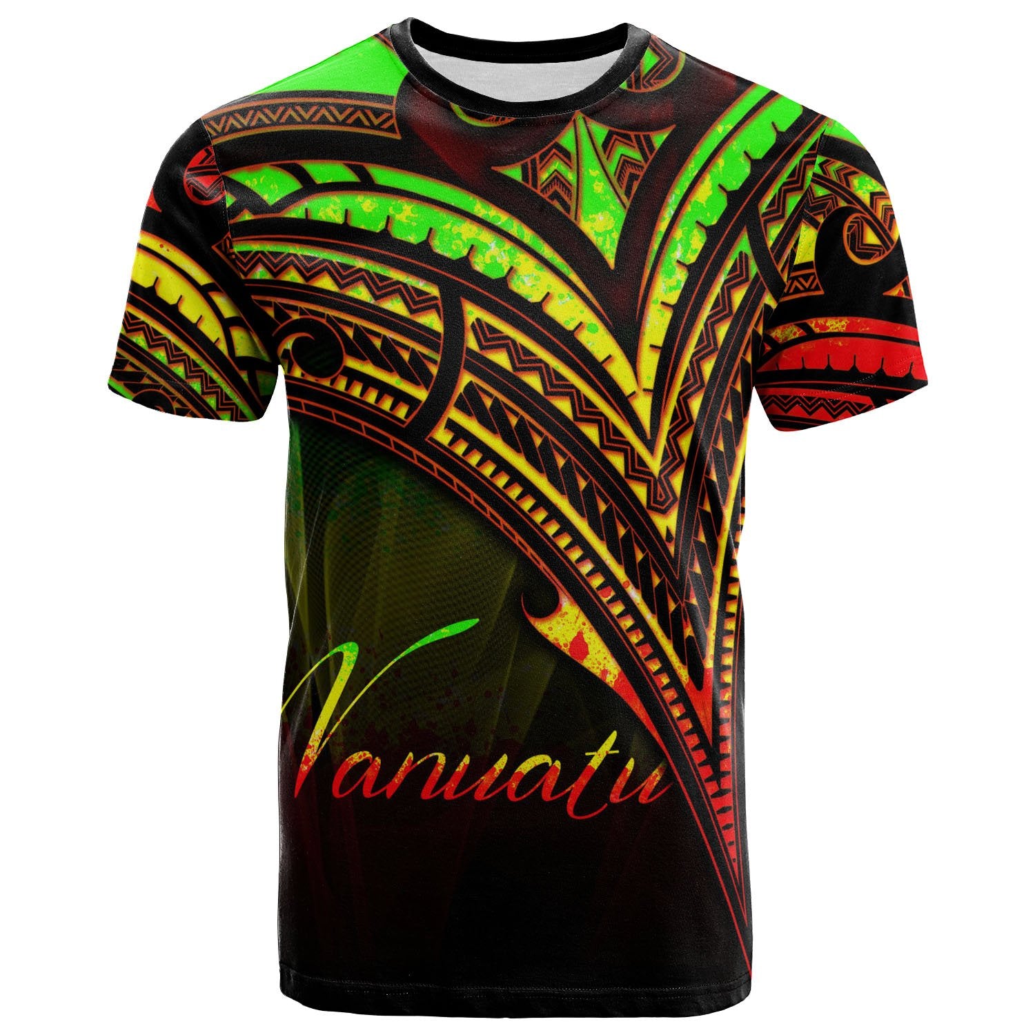 Vanuatu T Shirt Reggae Color Cross Style Unisex Black - Polynesian Pride