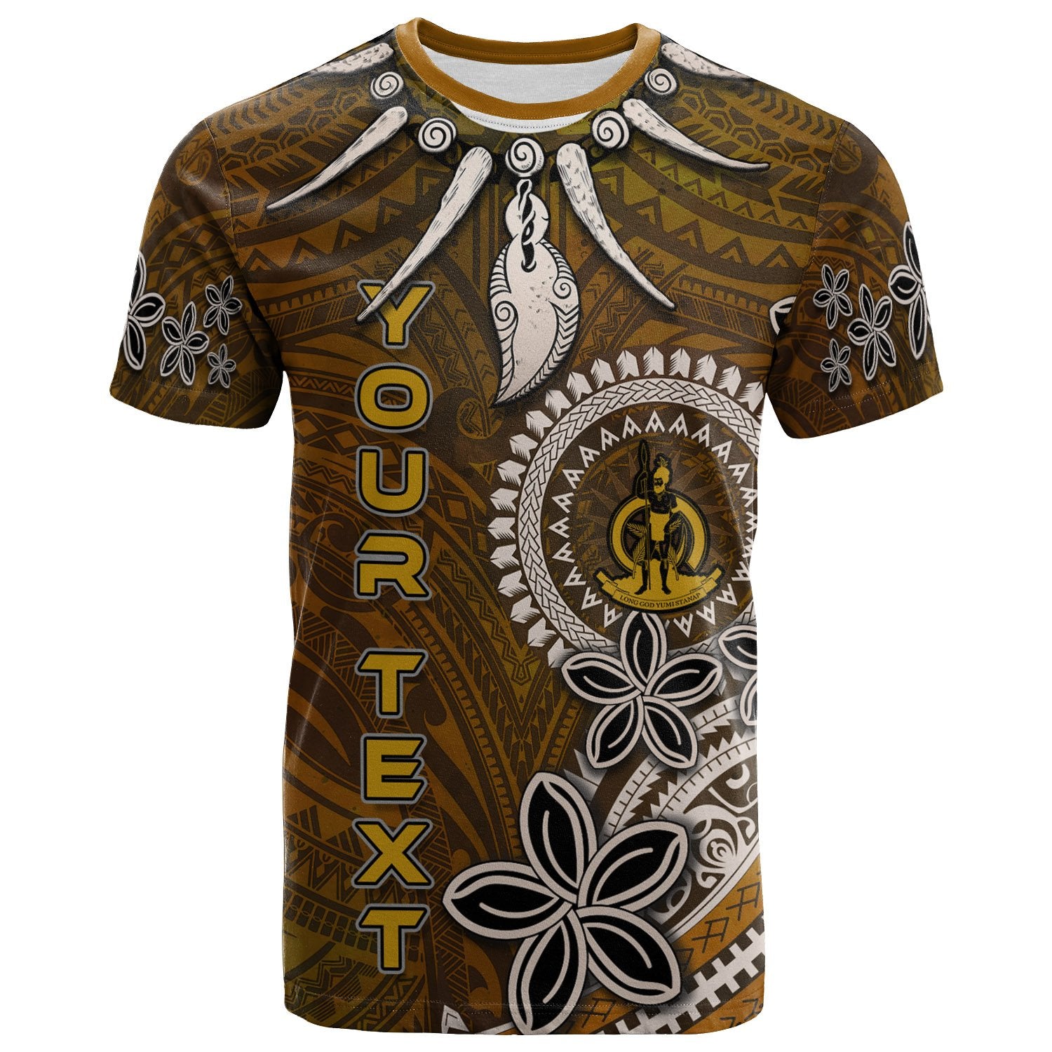 Vanuatu Custom T Shirt Polynesian Boar Tusk Unisex Brown - Polynesian Pride