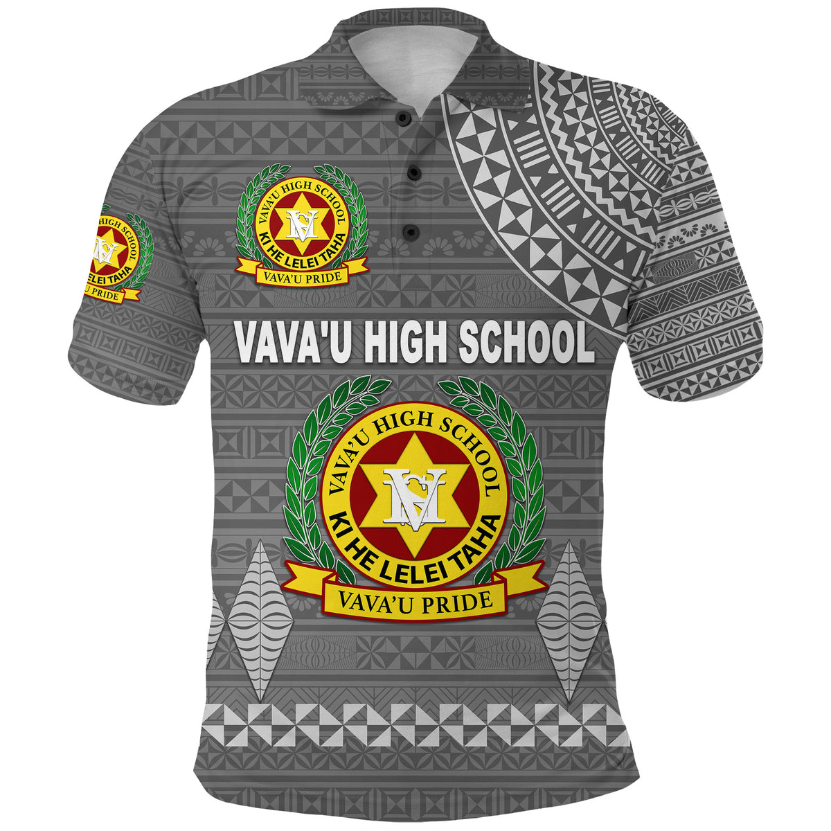 Tonga Vavau High School Polo Shirt Simple Style Full Grey LT8 - Polynesian Pride