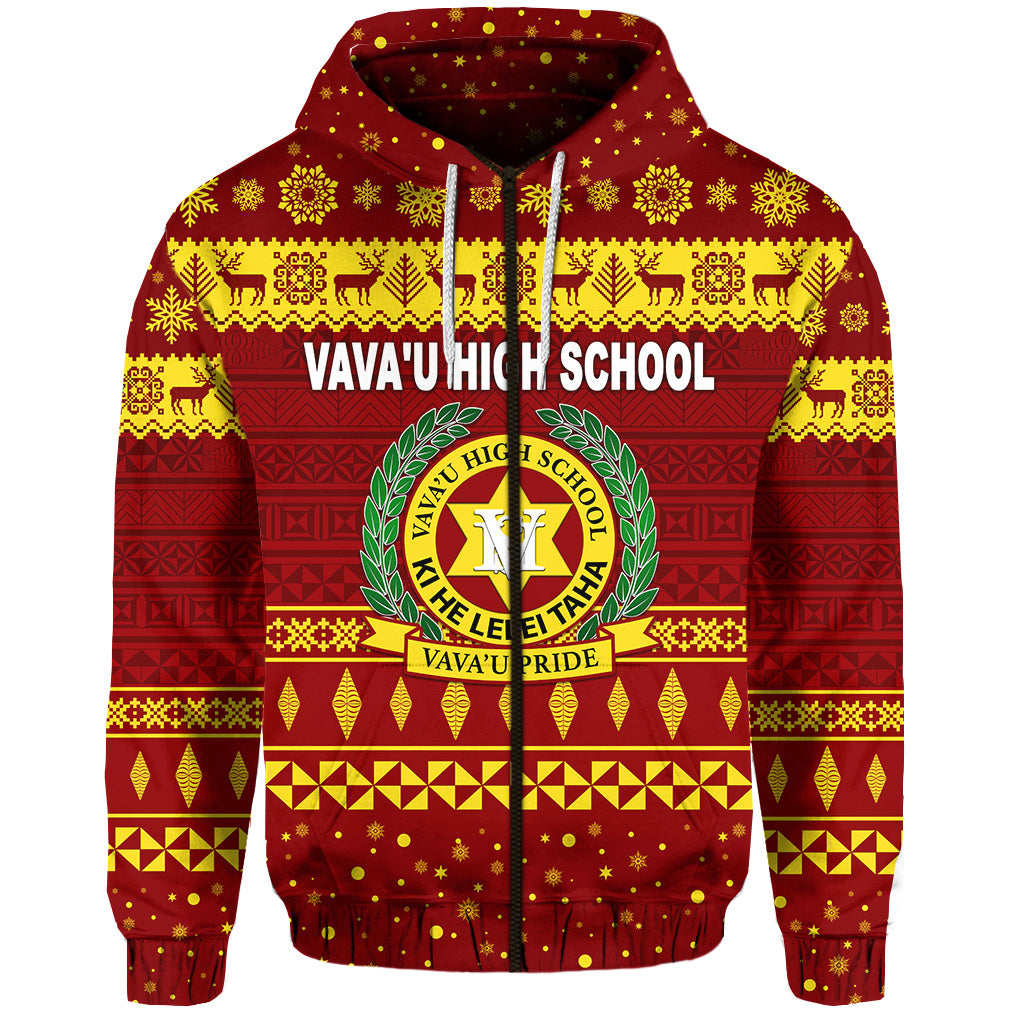 Vavau High School Christmas Zip Hoodie Simple Style Maroon LT8 - Polynesian Pride