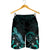 Palau Polynesian Men's Shorts - Turtle With Blooming Hibiscus Turquoise - Polynesian Pride