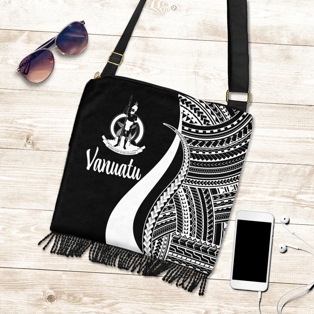 Vanuatu Boho Handbag - White Polynesian Tentacle Tribal Pattern Boho Handbag One Size White - Polynesian Pride