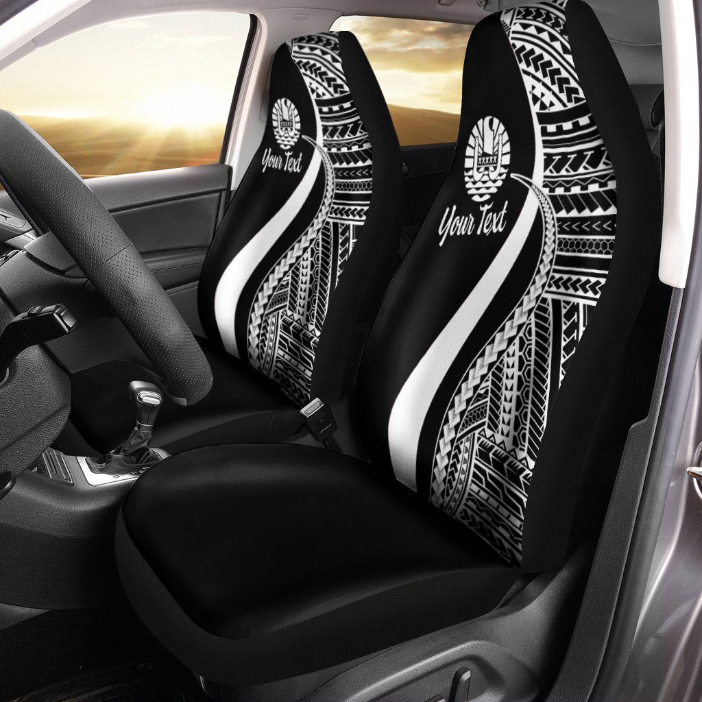 Tahiti Custom Personalised Car Seat Covers - White Polynesian Tentacle Tribal Pattern Universal Fit White - Polynesian Pride