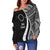 Cook Islands Women's Off Shoulder Sweater - White Polynesian Tentacle Tribal Pattern - Polynesian Pride