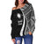 Marshall Islands Women's Off Shoulder Sweater - White Polynesian Tentacle Tribal Pattern - Polynesian Pride