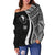 Yap Women's Off Shoulder Sweater - White Polynesian Tentacle Tribal Pattern - Polynesian Pride