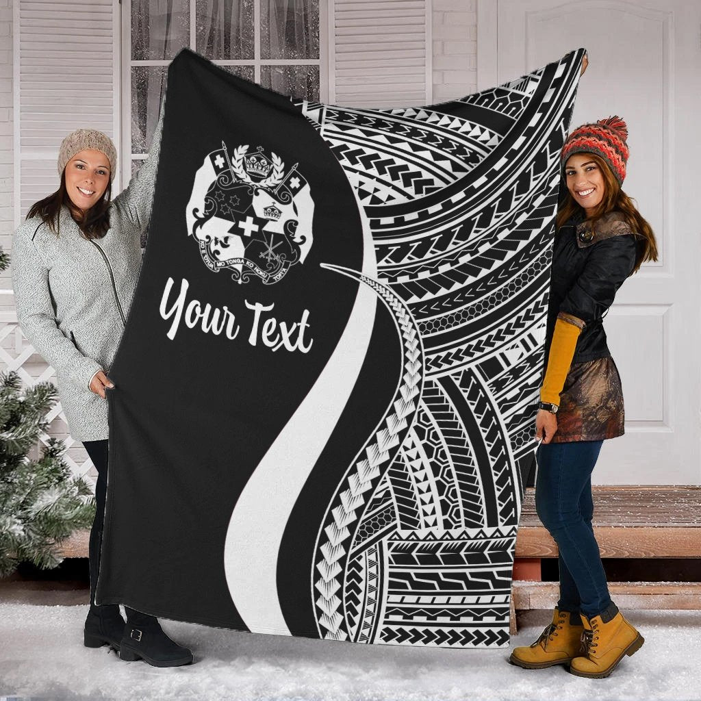 Tonga Custom Personalised Premium Blanket - White Polynesian Tentacle Tribal Pattern White - Polynesian Pride