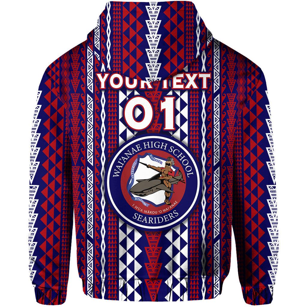 Custom Hawaii Waianae High School Zip Hoodie Seariders Simple Style LT8 Pullover Hoodie Blue - Polynesian Pride