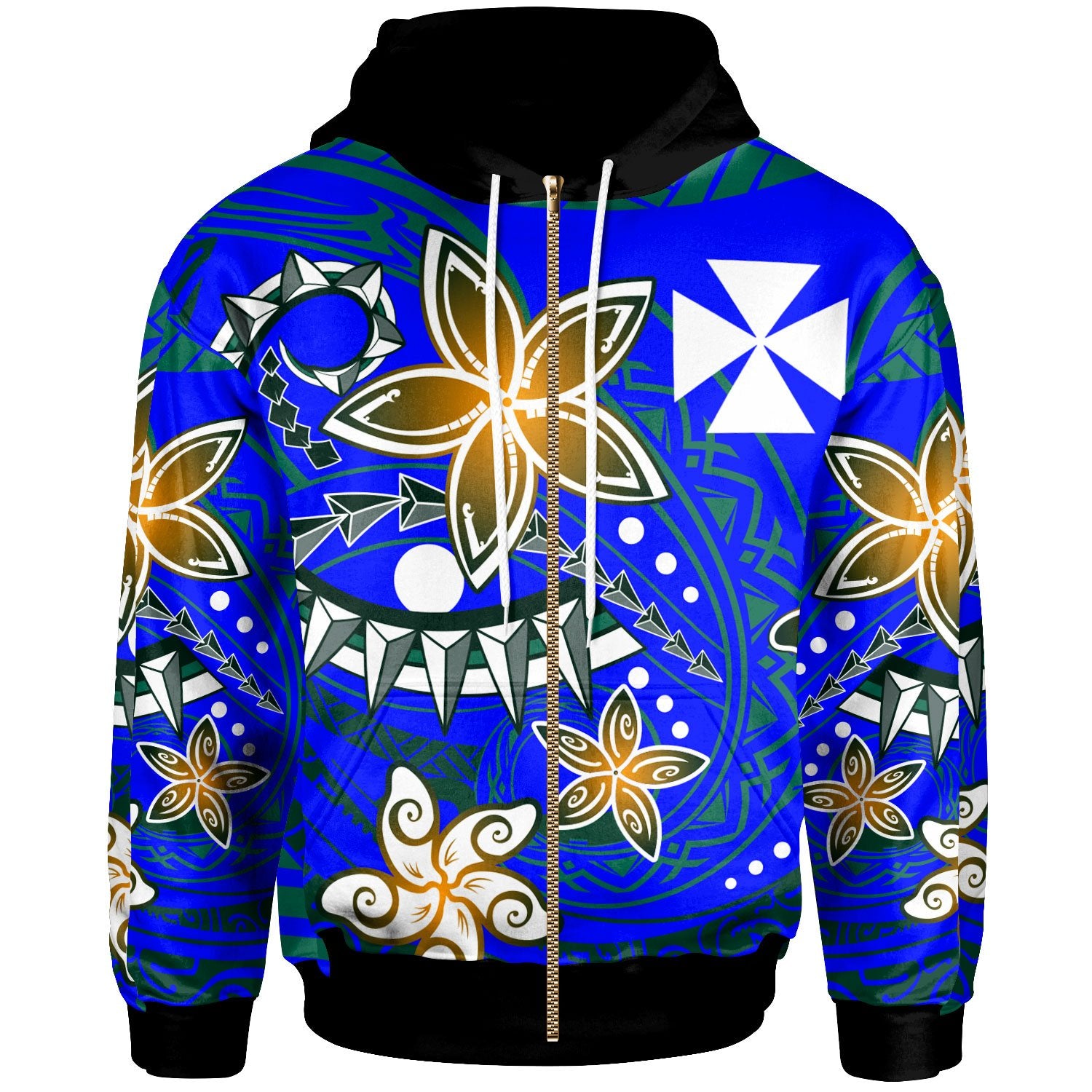 Wallis & Futuna Zip Hoodie Spring Style Unisex Blue - Polynesian Pride