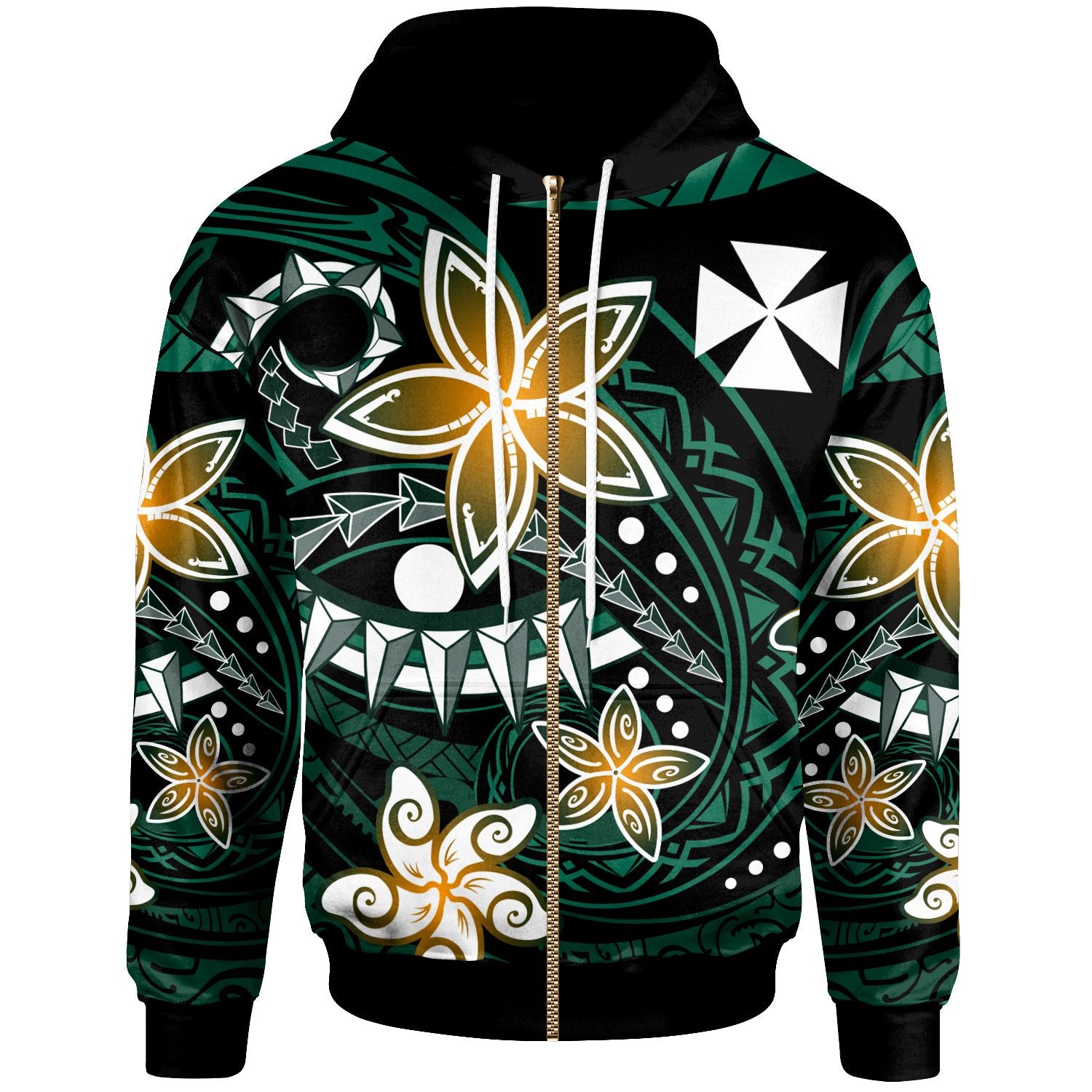 Wallis & Futuna Zip Hoodie Spring Style Black Color Unisex Black - Polynesian Pride