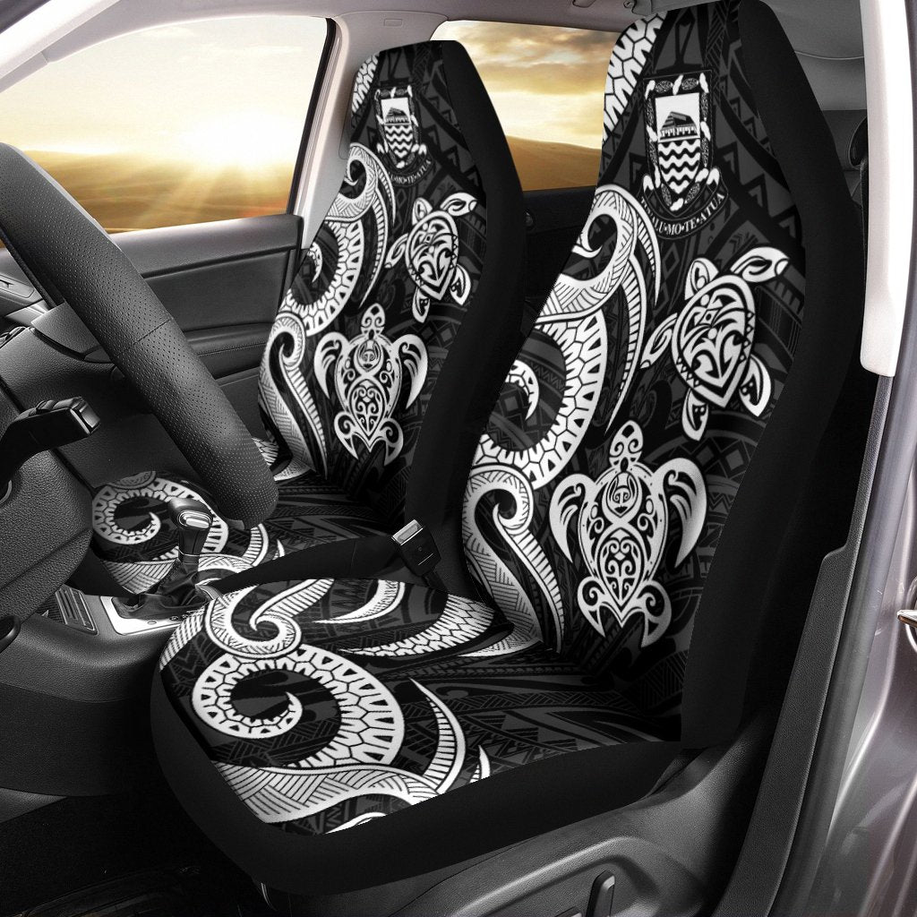 Tuvalu Car Seat Covers - White Tentacle Turtle Universal Fit White - Polynesian Pride