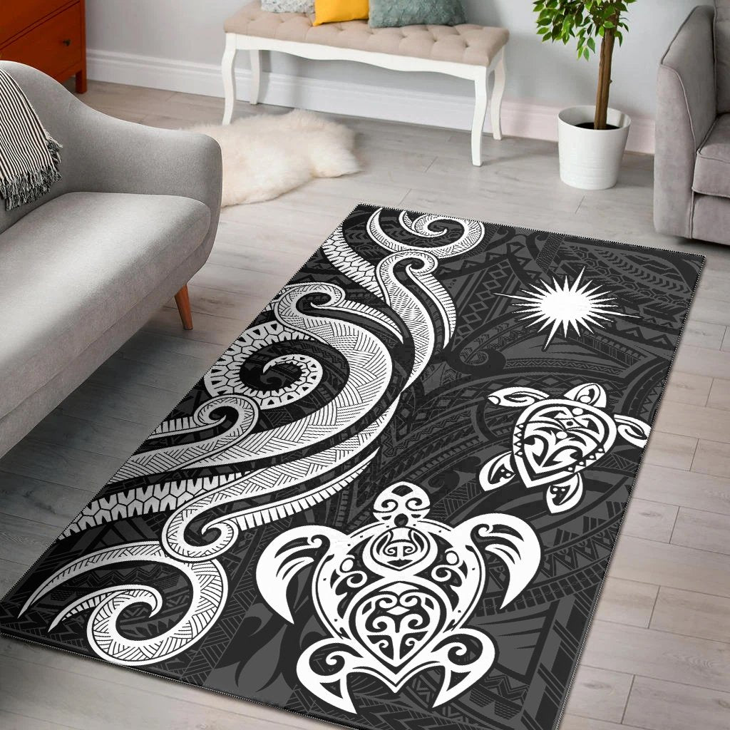 Marshall Islands Area Rug - White Tentacle Turtle White - Polynesian Pride