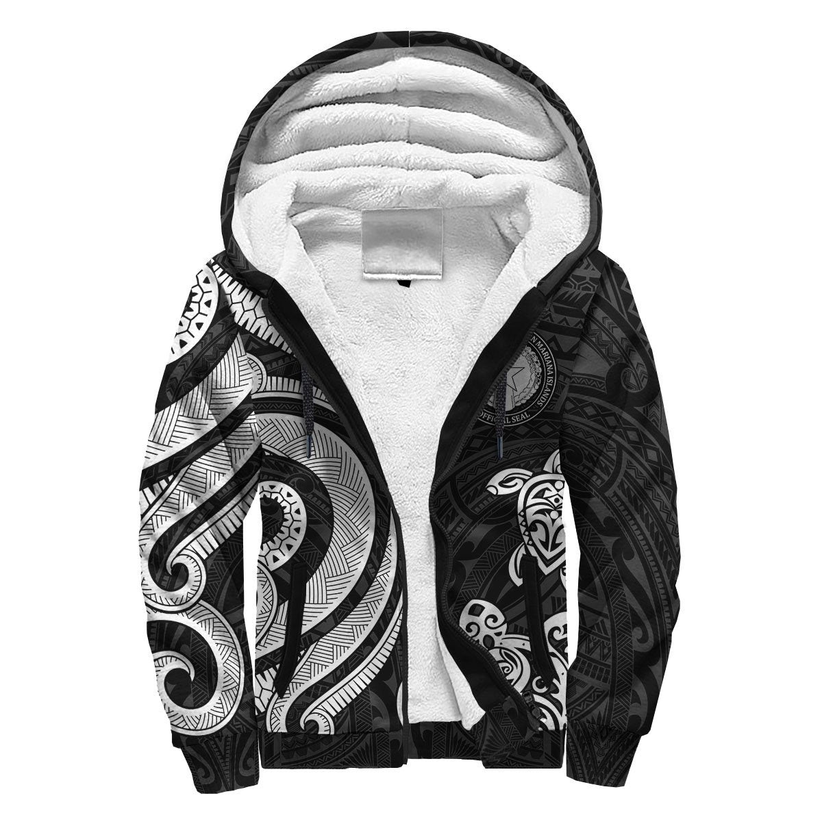 Northern Mariana Islands Sherpa Hoodie - White Tentacle Turtle White - Polynesian Pride