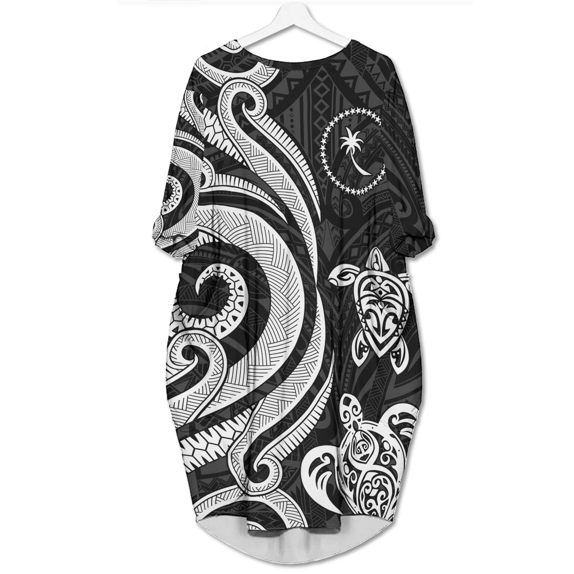 Chuuk Batwing Pocket Dress - White Tentacle Turtle Women White - Polynesian Pride