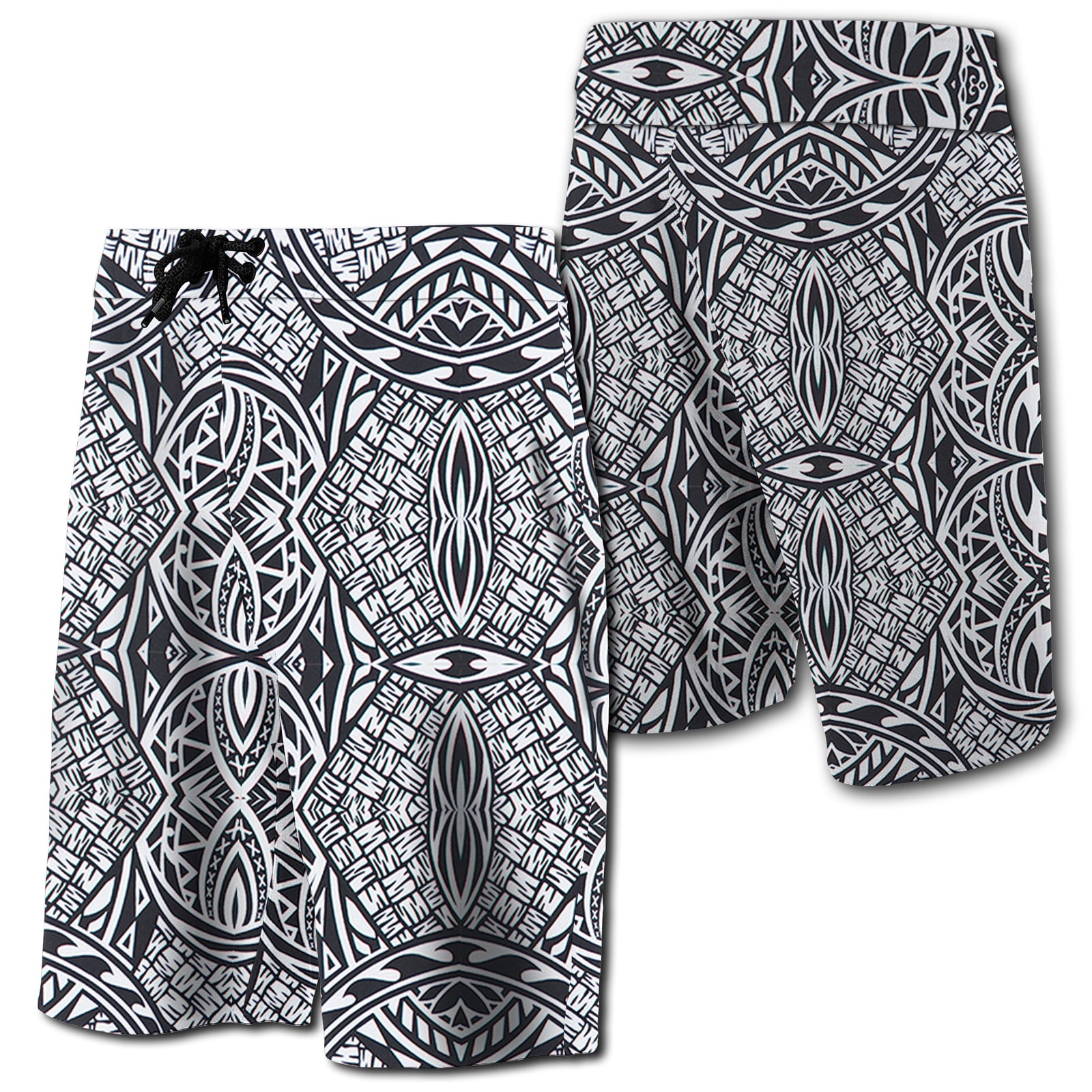 Hawaii Polynesian Lauhala Mix Board Shorts White Men White - Polynesian Pride