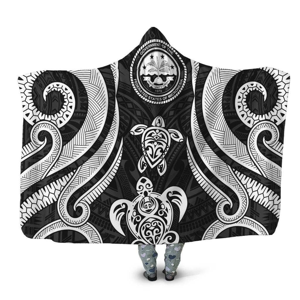 Federated States of Micronesia Hooded Blanket - White Tentacle Turtle Hooded Blanket White - Polynesian Pride