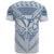 Hawaiian Kanaka Map Football Jersey T Shirt White and Blue Roger Style - Polynesian Pride