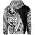 Hawaii Kanaka Polynesian Zip up Hoodie Tatoo Style White - Polynesian Pride