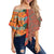 Hawaii Hibiscus Polynesian Women's Off Shoulder Wrap Waist Top - Haka Style - AH Female Orange - Polynesian Pride