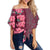 Hawaii Hibiscus Flower Polynesian Women's Off Shoulder Wrap Waist Top - Curtis Style - Pink - AH Female Pink - Polynesian Pride