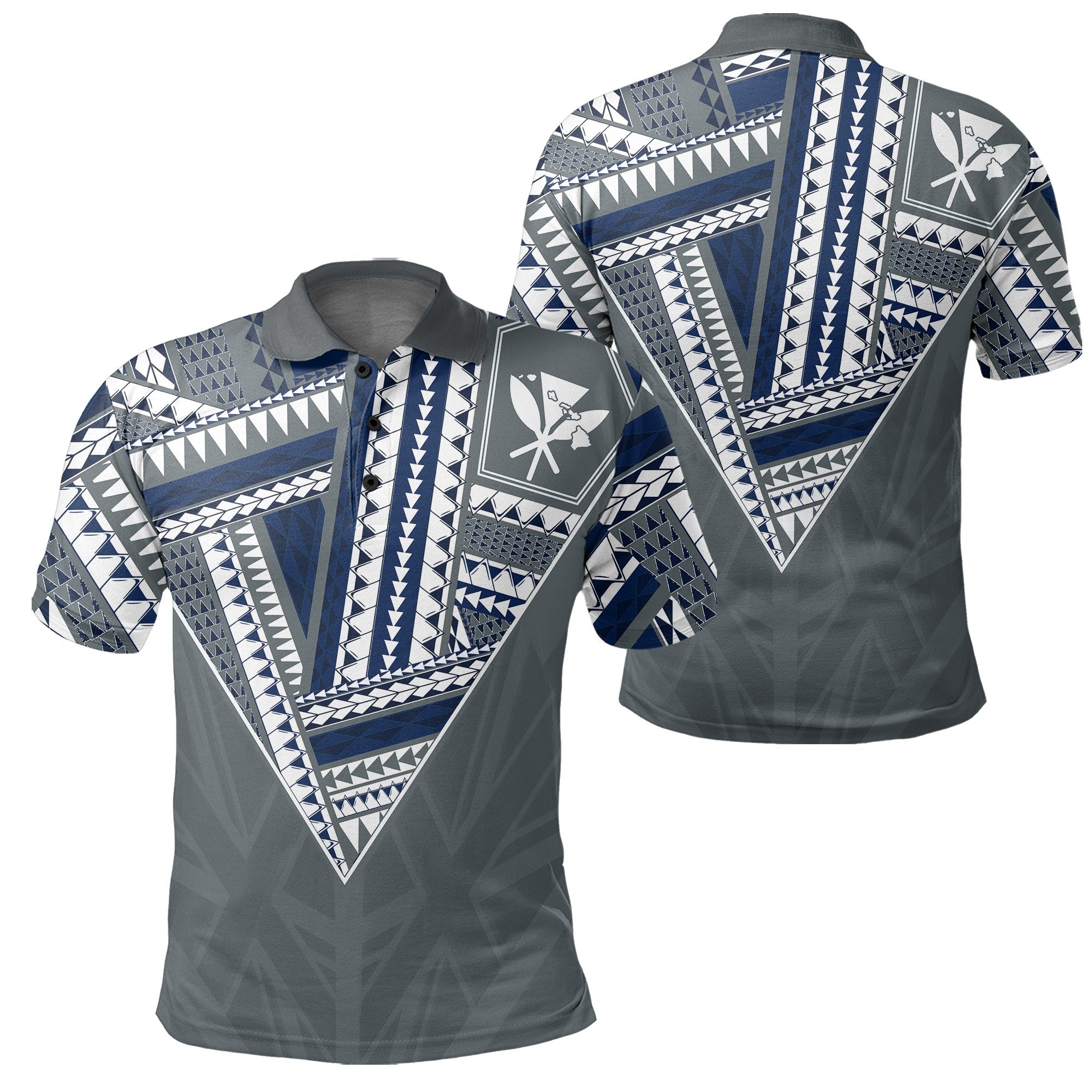 Hawaii Polo Shirt Football Jersey Style Gray and White Unisex Gray - Polynesian Pride