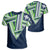 Hawaii T Shirt Football Jersey Style Navy and Green Unisex Green - Polynesian Pride