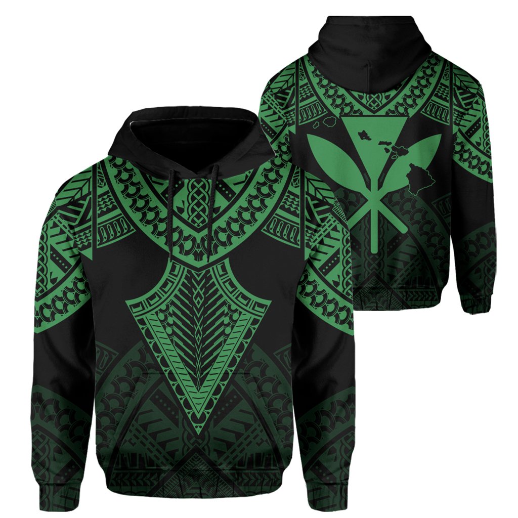 Hawaii Polynesian Hoodie Limited Tab Style Green Black - Polynesian Pride