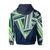 Hawaii Hoodie Zip Football Jersey Style Navy and Green - Polynesian Pride