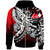 Tonga Zip Hoodie Tribal Jungle Pattern Red Color - Polynesian Pride