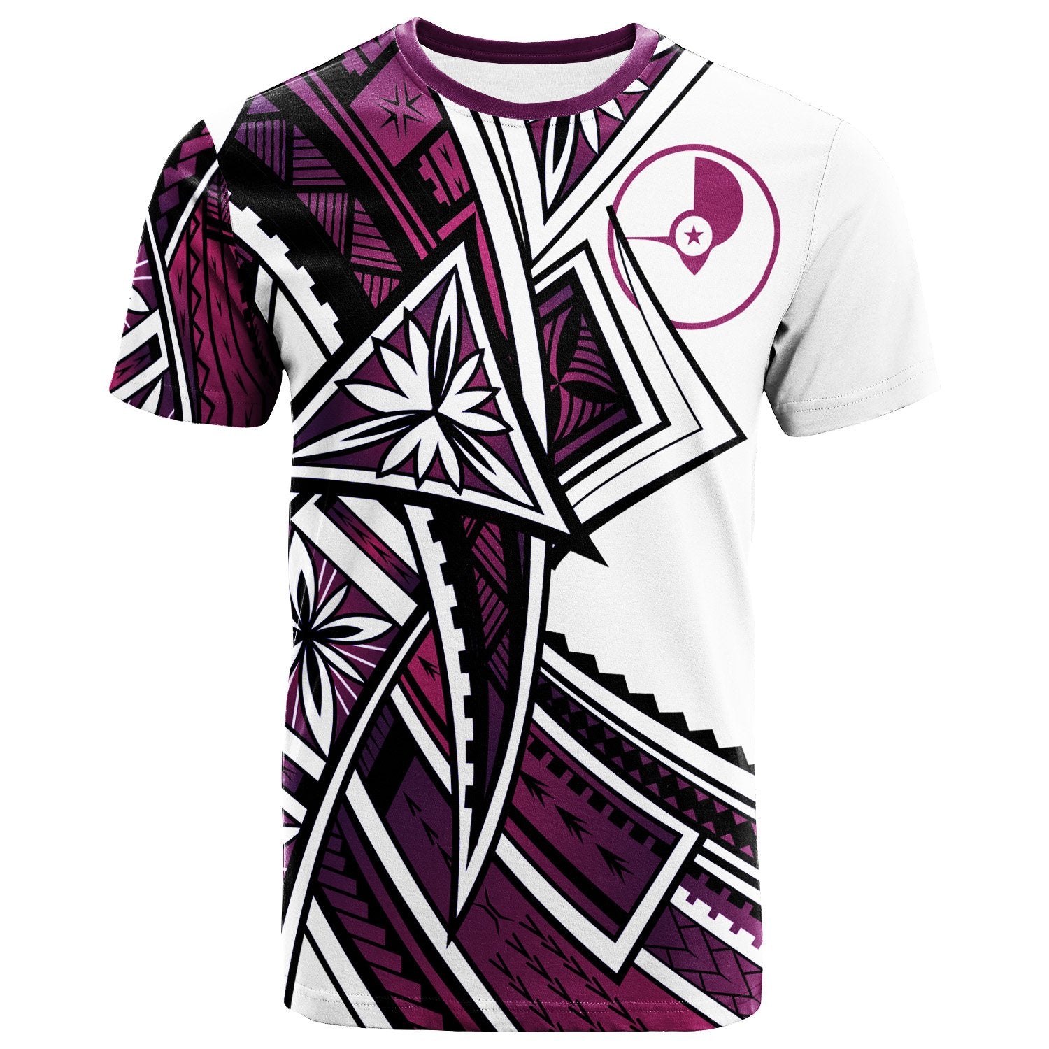 Yap T Shirt Tribal Flower Special Pattern Purple Color Unisex Purple - Polynesian Pride