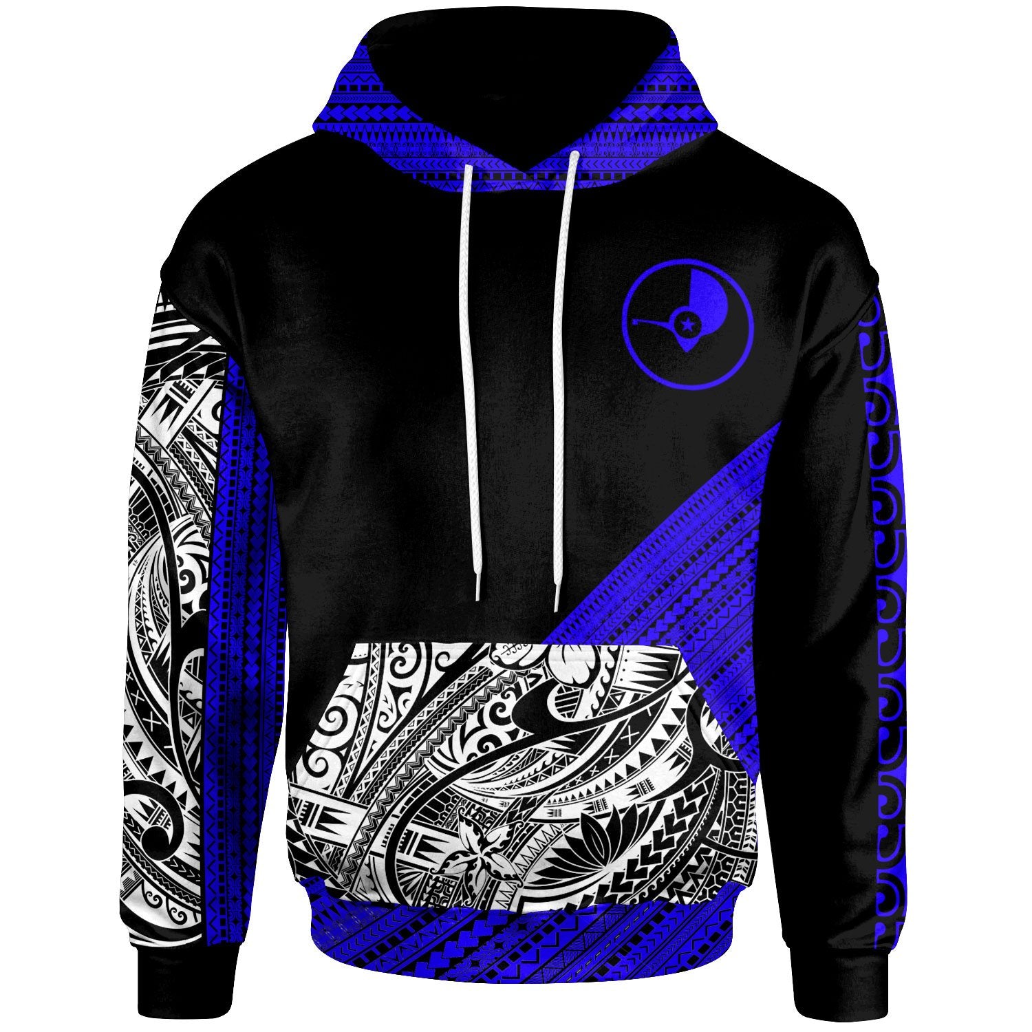 Yap Custom Hoodie Diagonal Pattern Dark Blue Unisex Dark Blue - Polynesian Pride