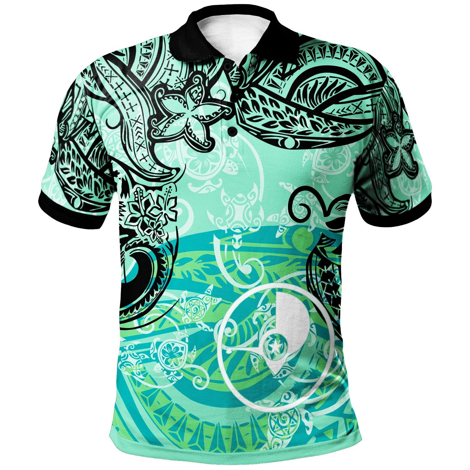 Yap Polo Shirt Vintage Floral Pattern Green Color Unisex Green - Polynesian Pride