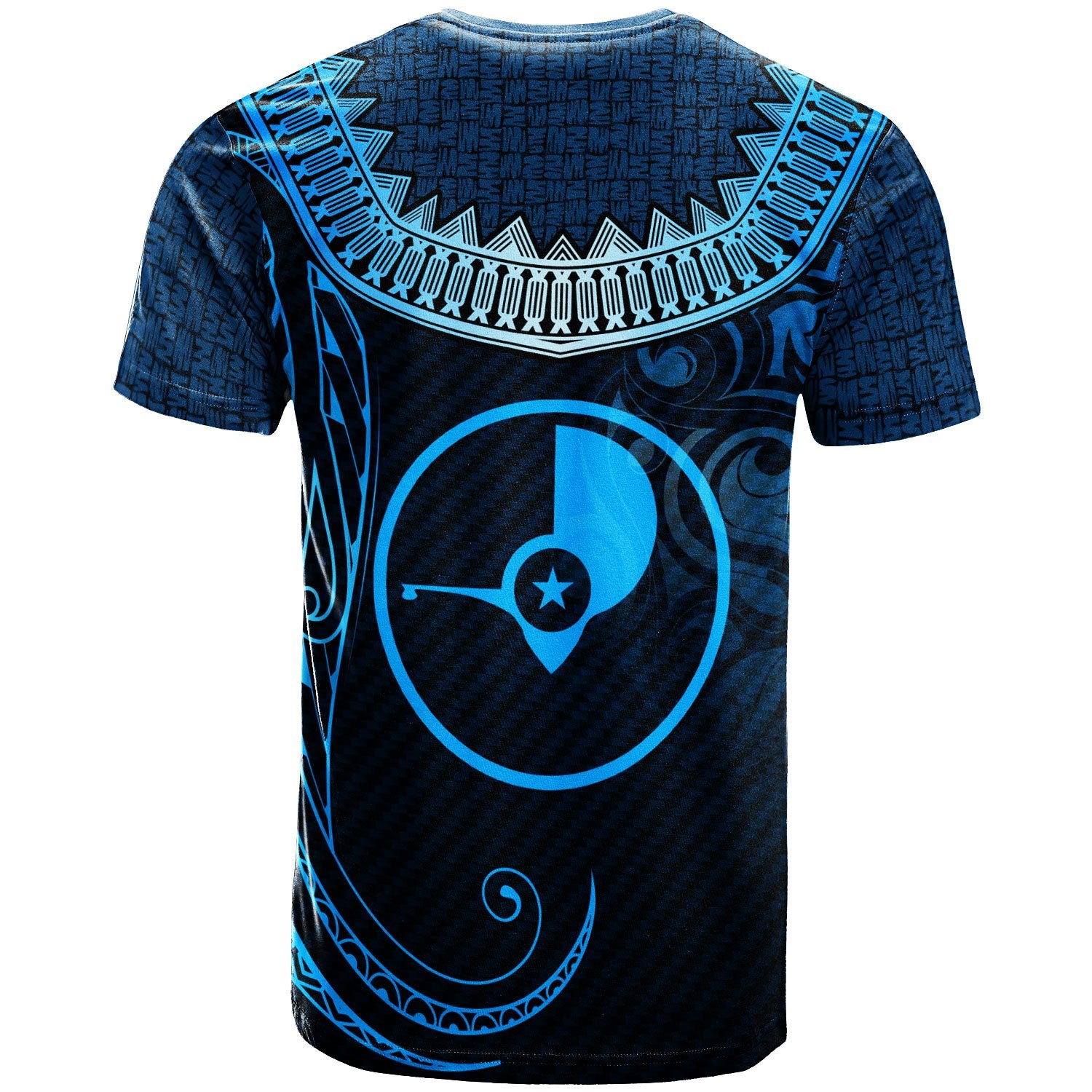 Yap Custom T Shirt Serrated Pattern Blue Color Unisex Blue - Polynesian Pride