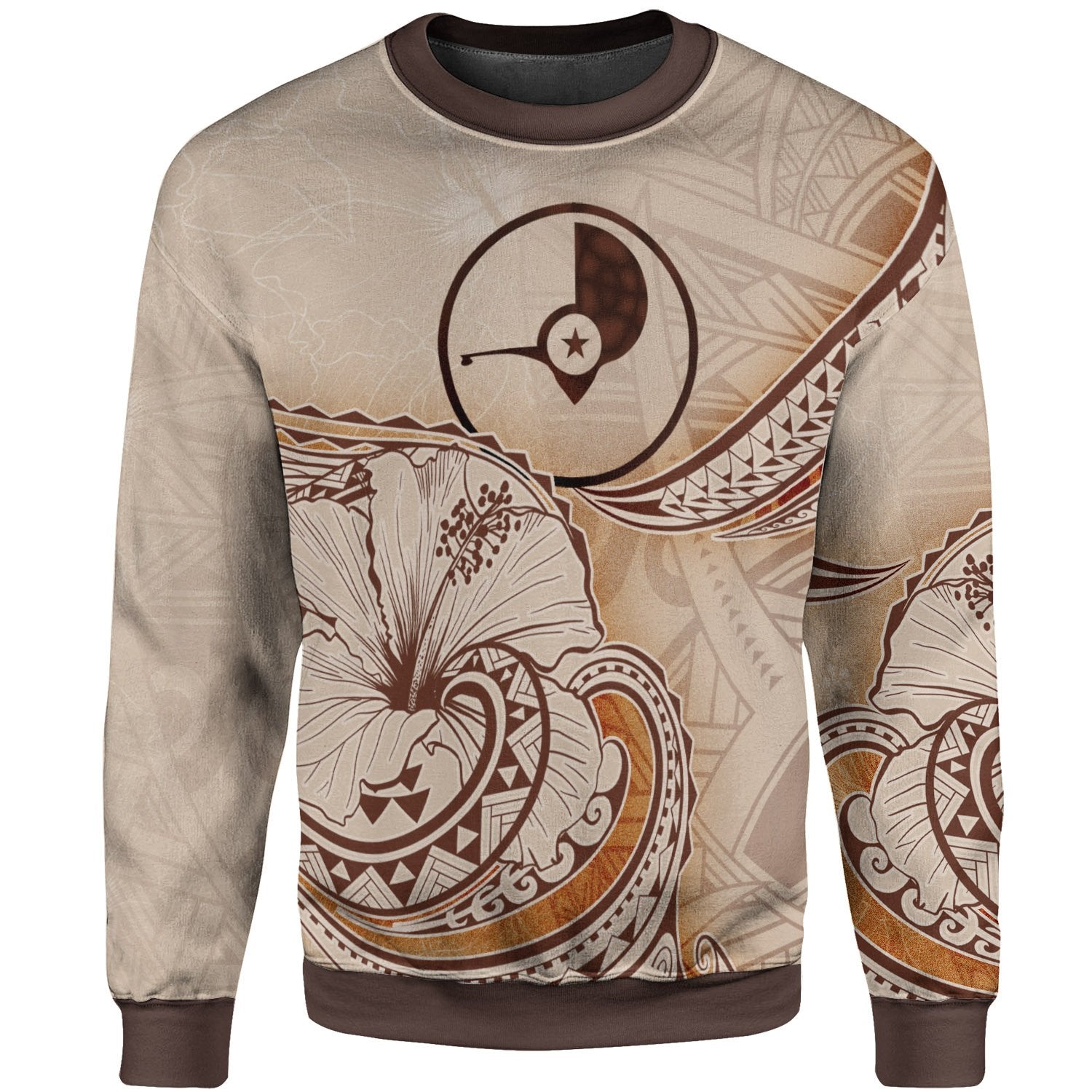 Yap Sweatshirt - Hibiscus Flowers Vintage Style Unisex Nude - Polynesian Pride