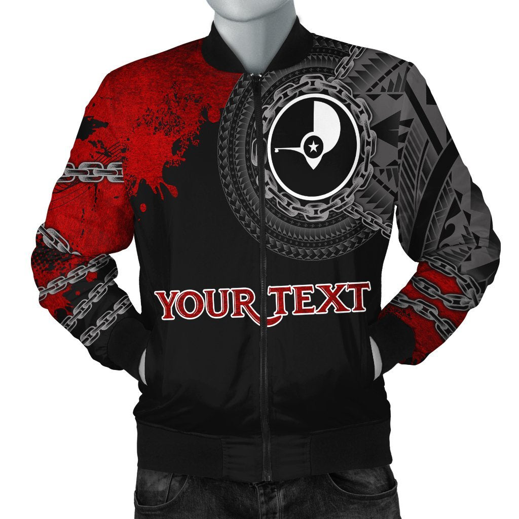 YAP Polynesian Personalised Men's Bomber Jacket - Polynesian Chain Style Black - Polynesian Pride