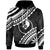 Yap Hoodie Palm Leaf Texture White Unisex Black - Polynesian Pride