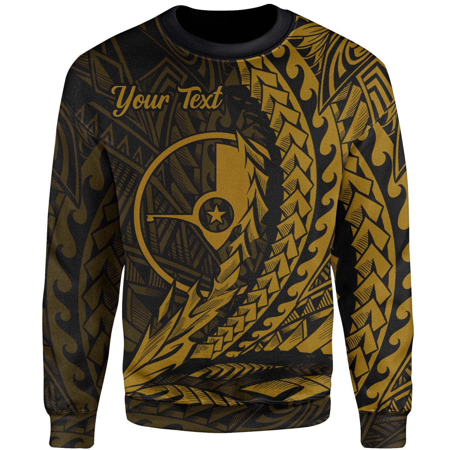 Yap Custom Personalised Sweatshirt - Wings Style Gold Color Unisex Gold - Polynesian Pride