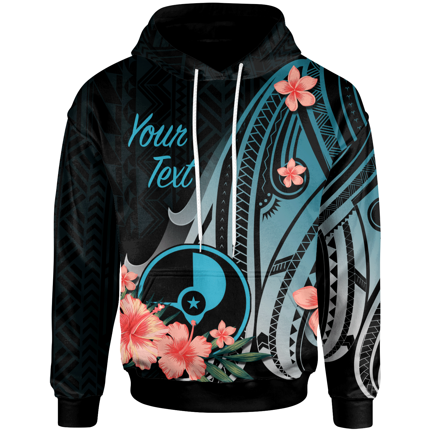 Yap Custom Hoodie Turquoise Polynesian Hibiscus Pattern Style Unisex Turquoise - Polynesian Pride