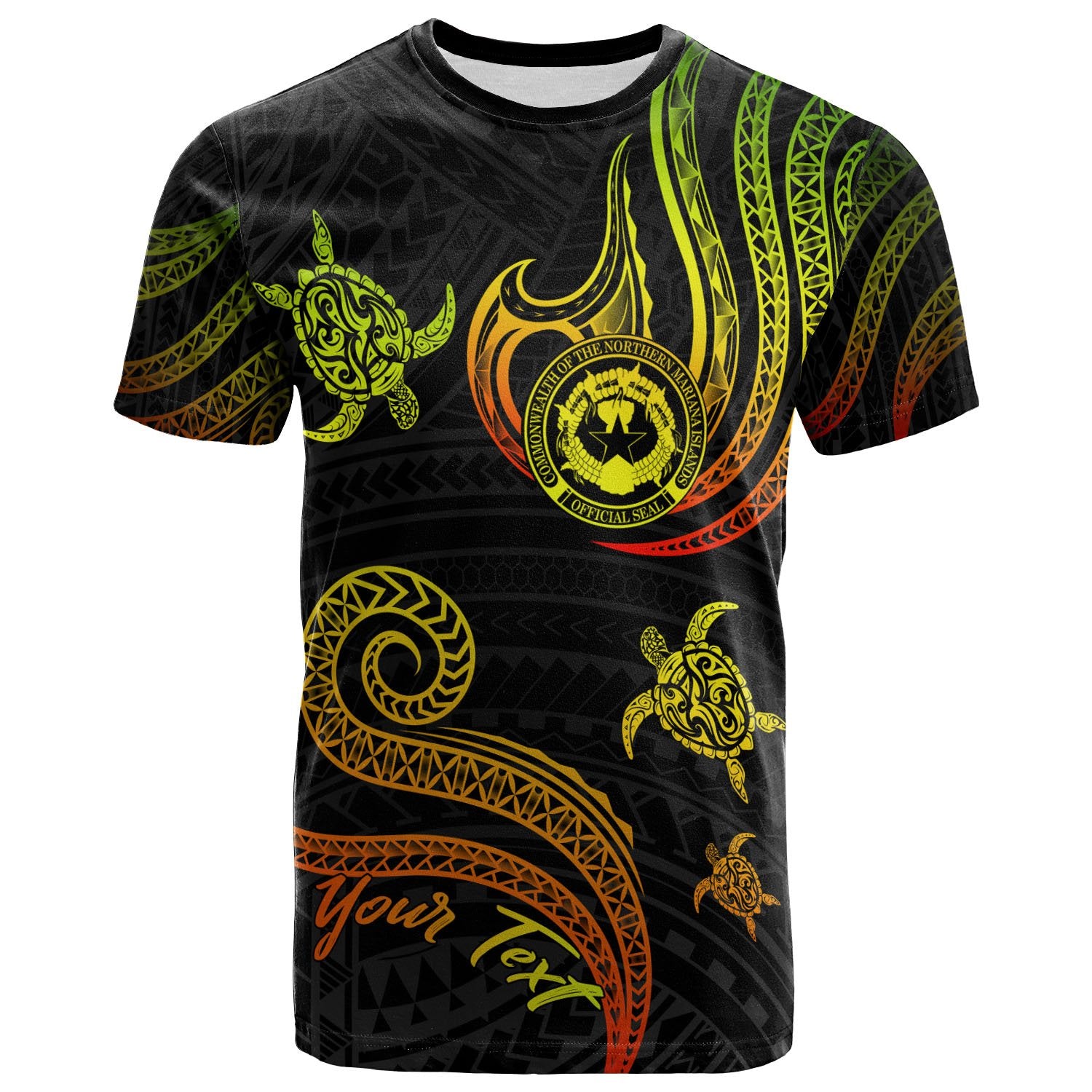 Northern Mariana Islands Custom T Shirt Polynesian Turtle With Pattern Reggae Unisex Art - Polynesian Pride