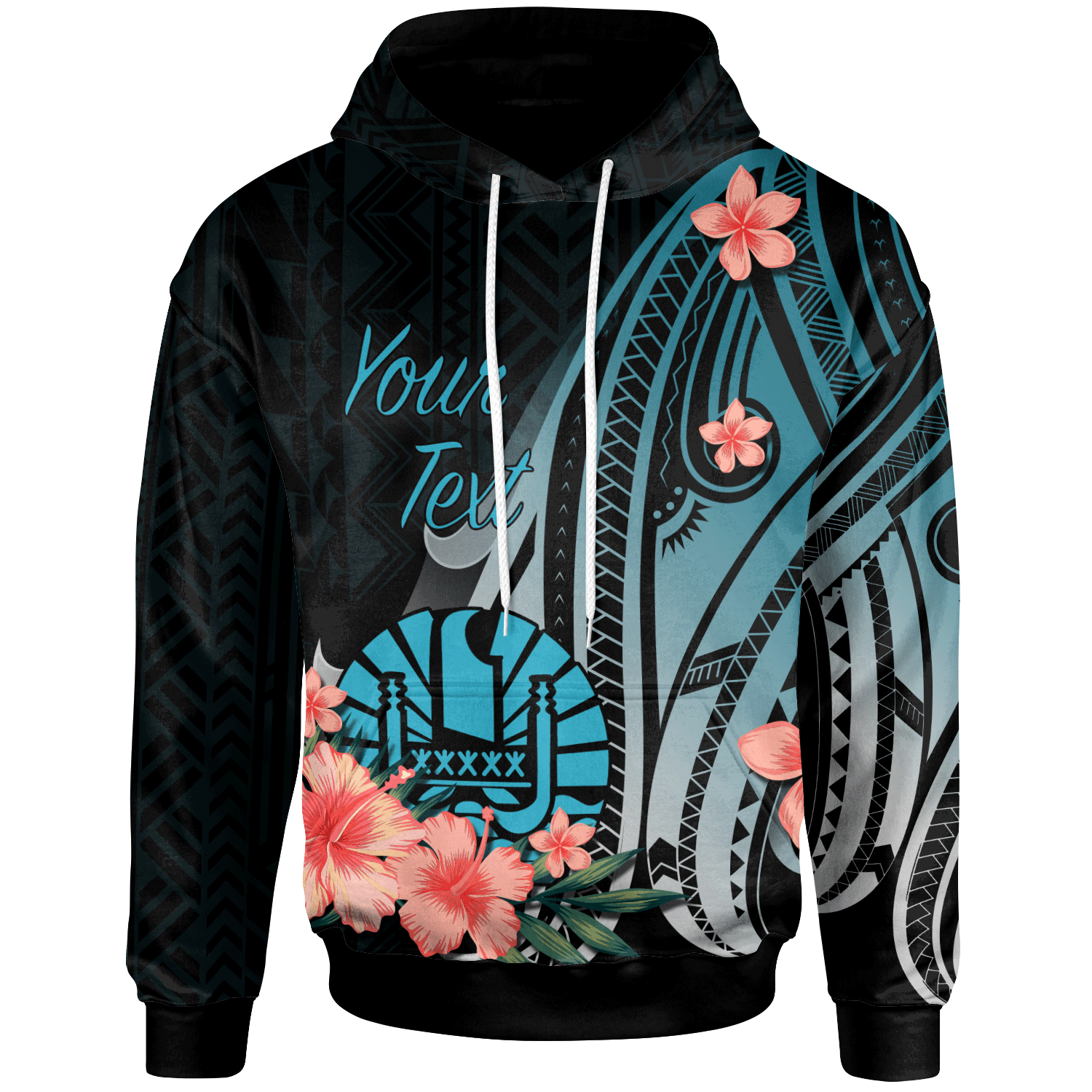 Tahiti Custom Hoodie Turquoise Polynesian Hibiscus Pattern Style Unisex Turquoise - Polynesian Pride