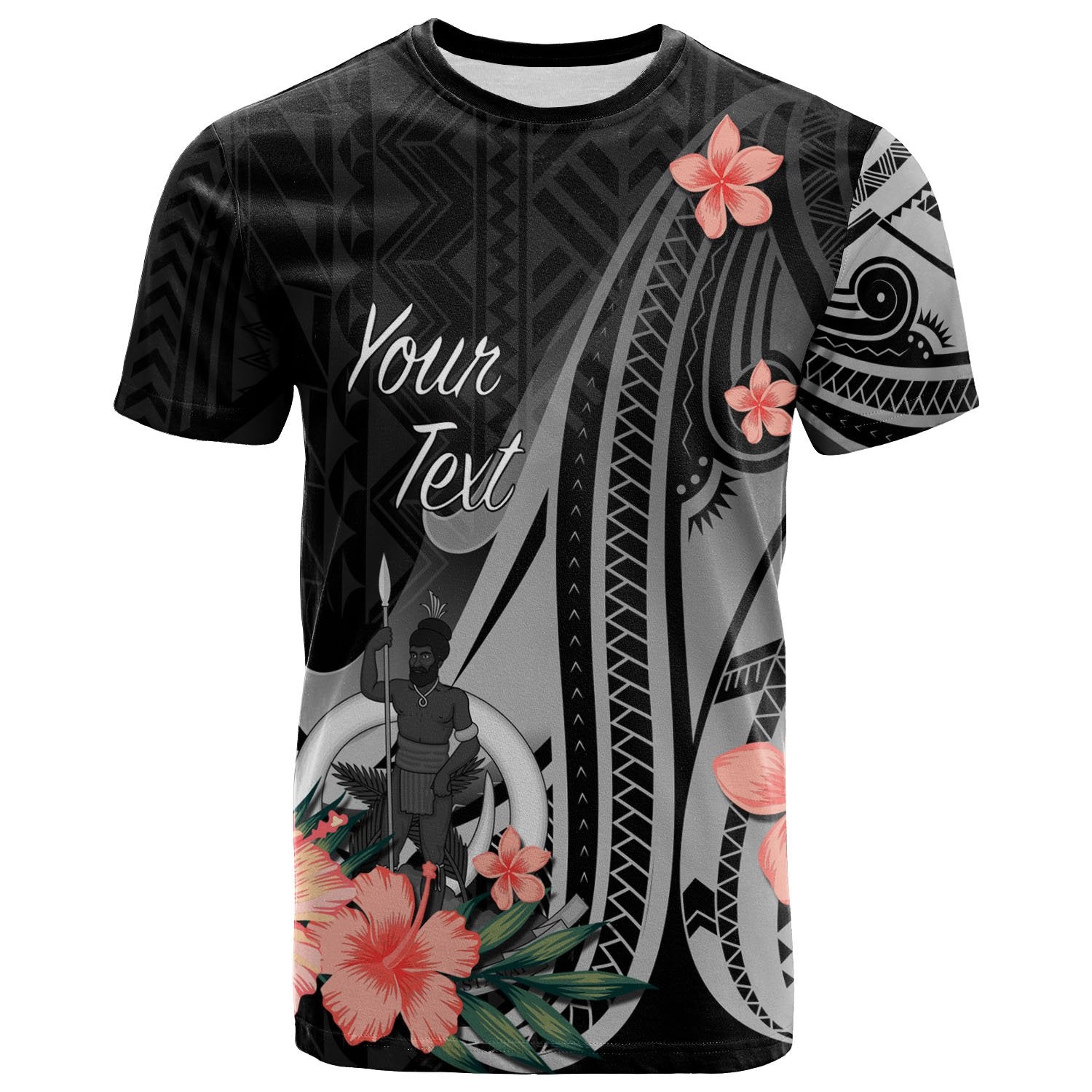 Vanuatu Custom T Shirt Polynesian Hibiscus Pattern Style Unisex Black - Polynesian Pride