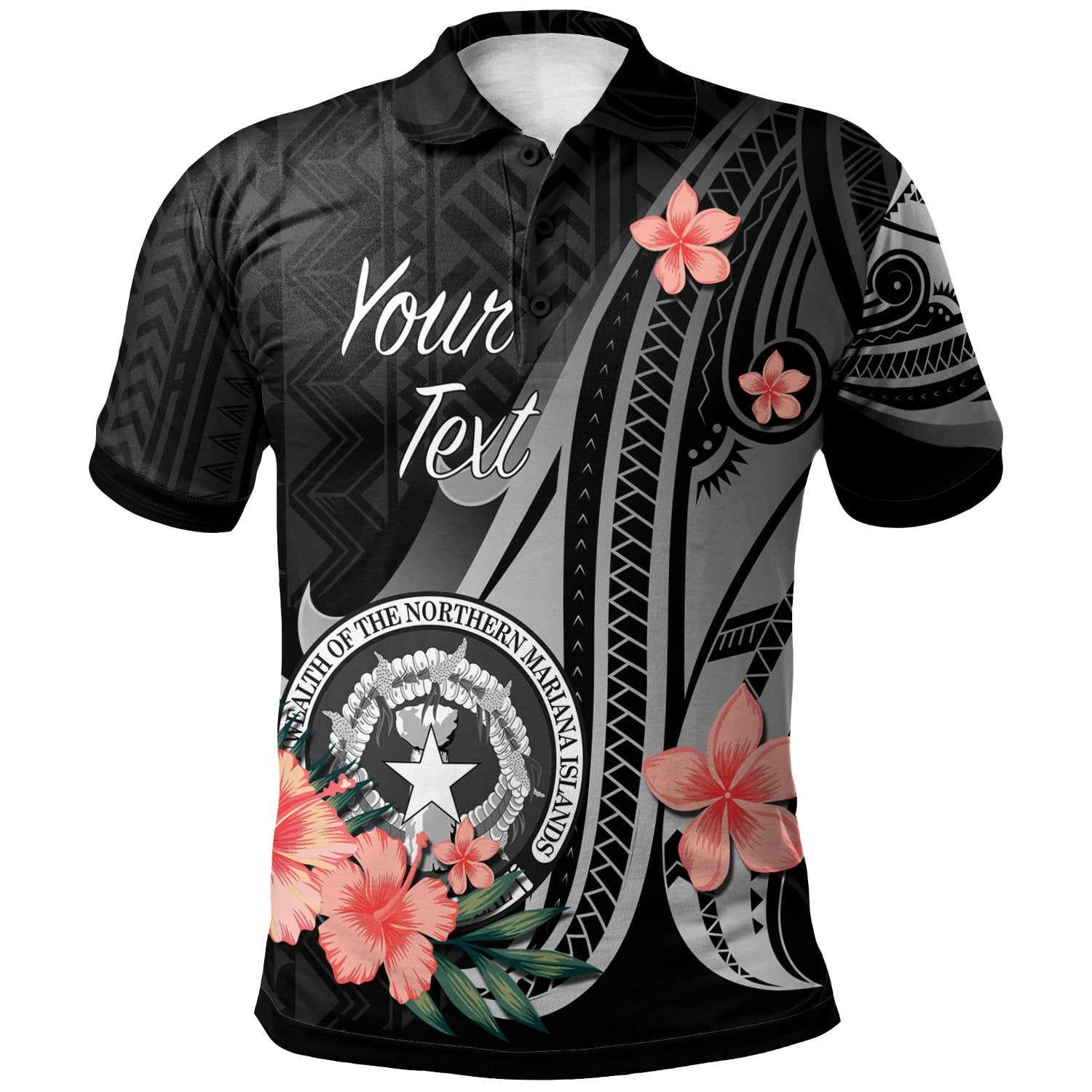 Northern Mariana Islands Custom Polo Shirt Polynesian Hibiscus Pattern Style Unisex Black - Polynesian Pride