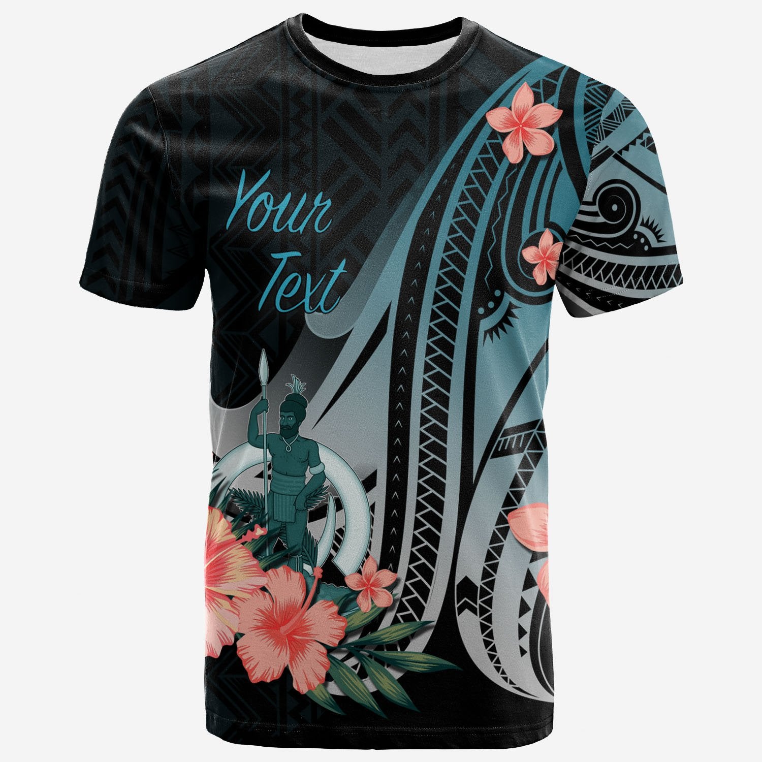 Vanuatu Custom T Shirt Turquoise Polynesian Hibiscus Pattern Style Unisex Art - Polynesian Pride