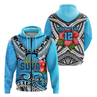 Custom Suva Rugby Zip Hoodie Polynesian Style Unisex Blue - Polynesian Pride