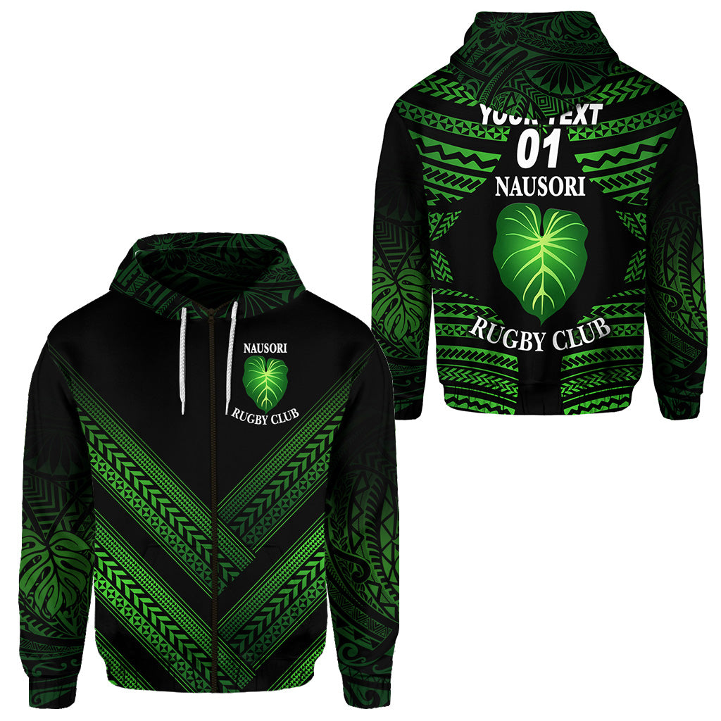 Custom Fiji Nausori Rugby Zip Hoodie Creative Style, Custom Text and Number LT8 Unisex Black - Polynesian Pride