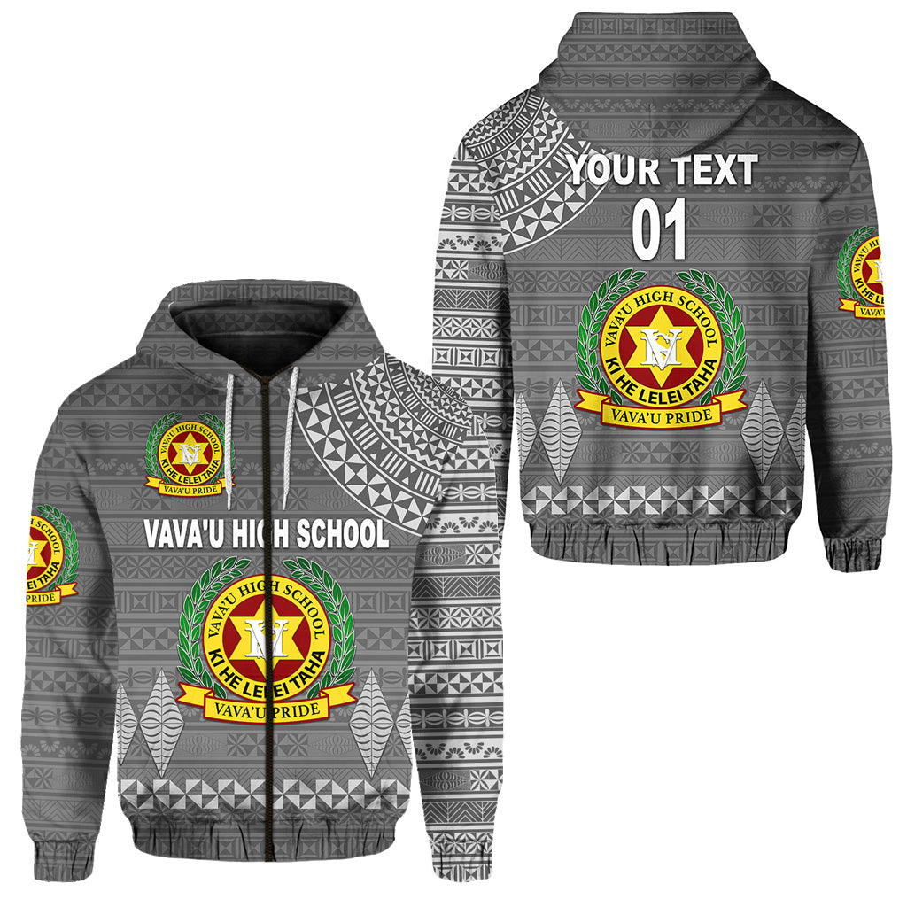 Custom Tonga Vavau High School Zip Hoodie Simple Style Full Grey LT8 - Polynesian Pride