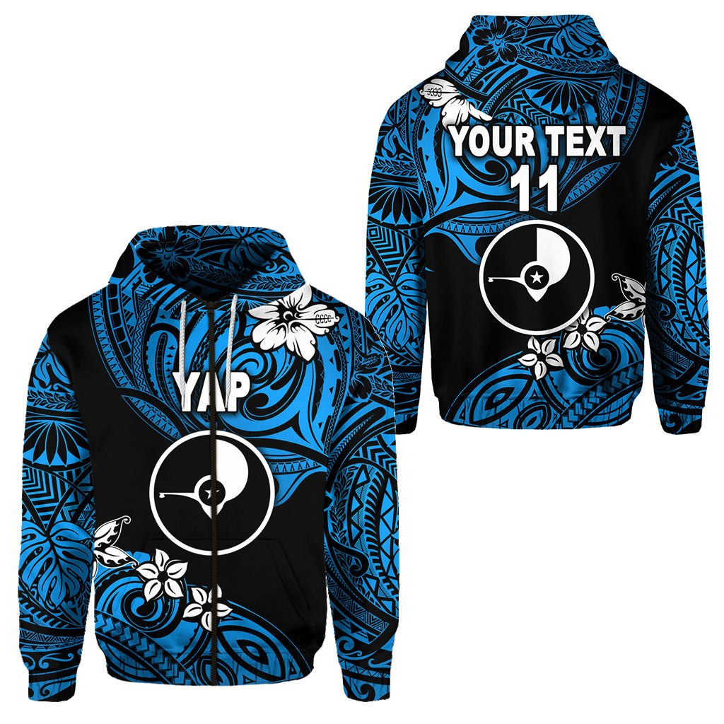 Custom FSM Yap Zip Hoodie Unique Vibes Blue LT8 Pullover Hoodie Blue - Polynesian Pride