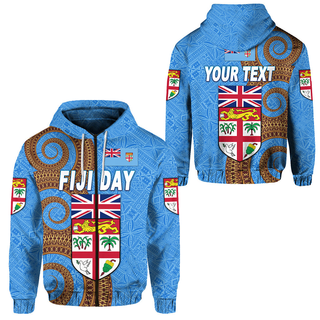 Custom Fiji Day Zip Hoodie Independence Anniversary Simple Style LT8 Unisex Blue - Polynesian Pride